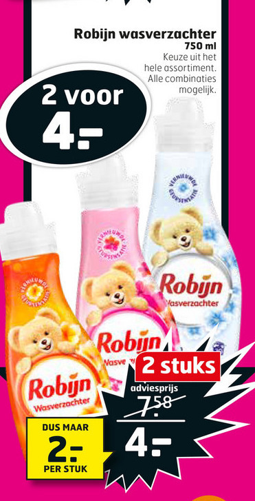 Robijn   wasverzachter folder aanbieding bij  Trekpleister - details