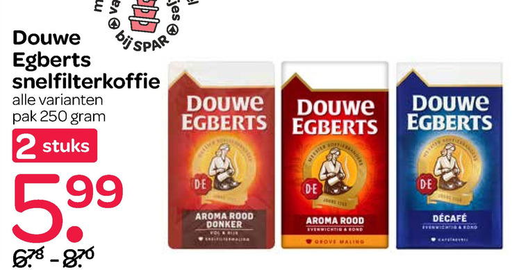 Douwe Egberts   koffie folder aanbieding bij  Spar - details