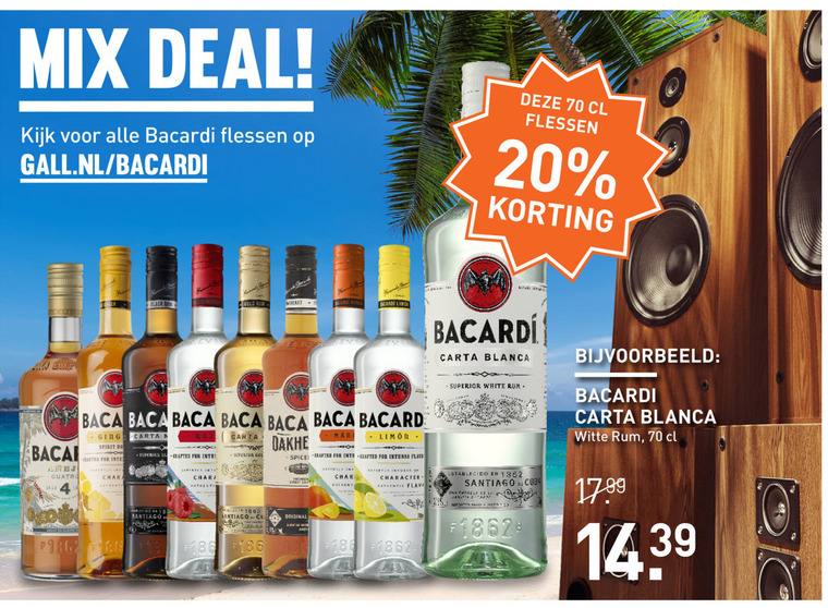 Bacardi   rum folder aanbieding bij  Gall & Gall - details