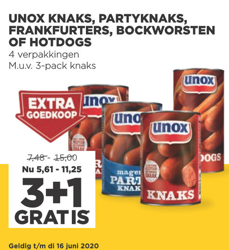 Unox   knakworst, hotdogworstjes folder aanbieding bij  Jumbo - details