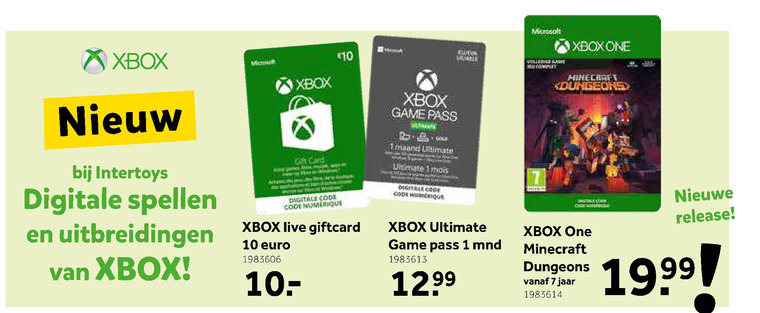 Microsoft   games waardekaarten folder aanbieding bij  Intertoys - details