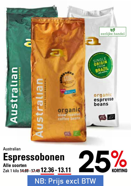 Australian   koffiebonen folder aanbieding bij  Sligro - details