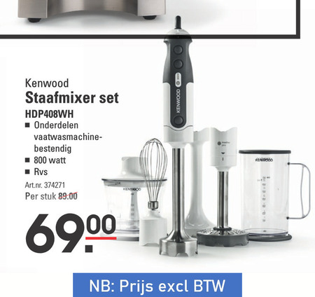 Kenwood   staafmixer folder aanbieding bij  Sligro - details