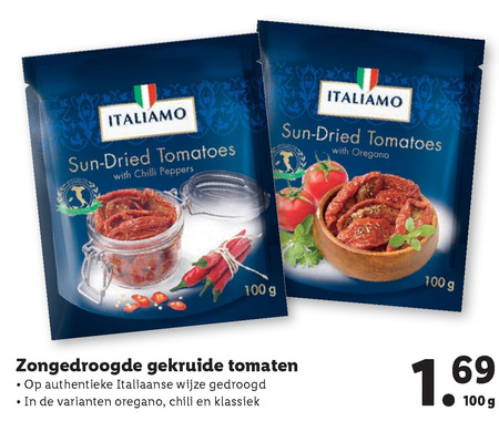 Italiamo   zongedroogde tomaten folder aanbieding bij  Lidl - details