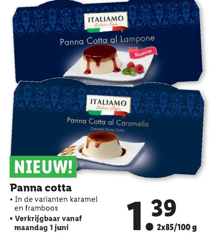 Italiamo   panna cotta folder aanbieding bij  Lidl - details