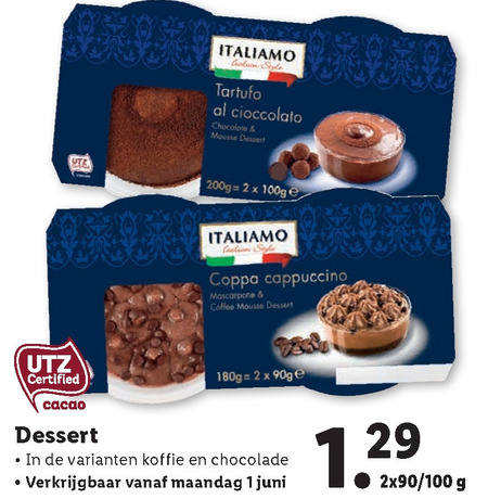 Italiamo   toetje folder aanbieding bij  Lidl - details