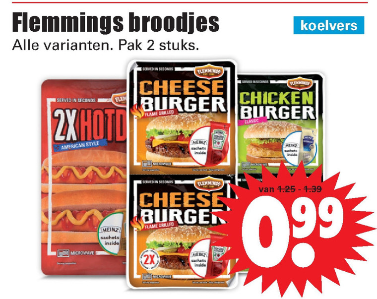 Flemmings   broodje hotdog, frikandelbroodjes folder aanbieding bij  Dirk - details