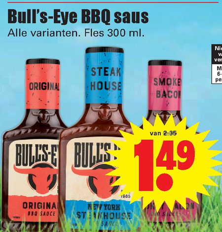Bulls Eye   barbecuesaus folder aanbieding bij  Dirk - details