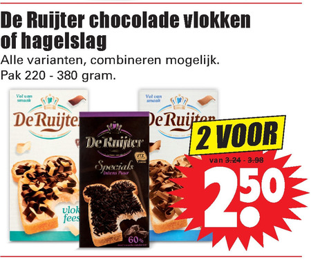 De Ruijter   hagelslag, boterhamvlokken folder aanbieding bij  Dirk - details