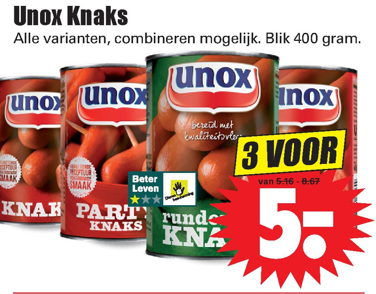 Unox   knakworst folder aanbieding bij  Dirk - details