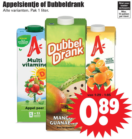 Dubbeldrank   fruitdrank folder aanbieding bij  Dirk - details