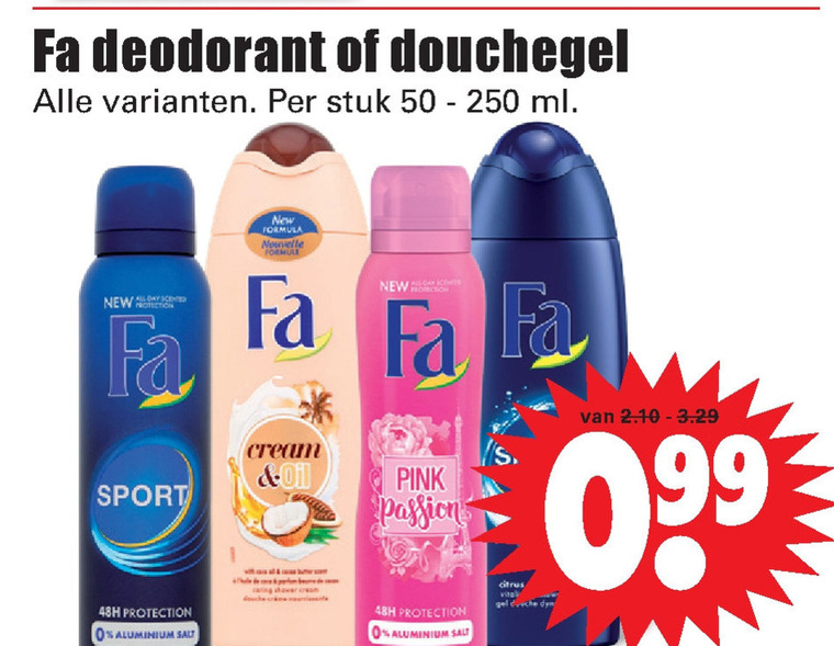 Fa   douchegel, deodorant folder aanbieding bij  Dirk - details