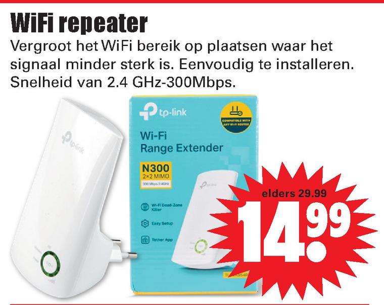 TP-Link   wireless range extender folder aanbieding bij  Dirk - details