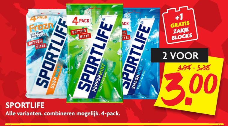 Sportlife   kauwgom folder aanbieding bij  Dekamarkt - details