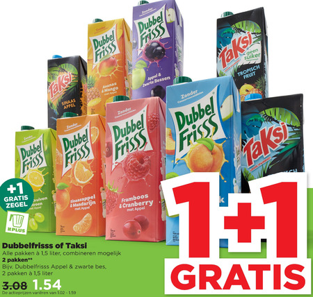 Taksi   fruitdrank folder aanbieding bij  Plus - details