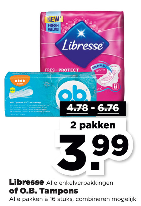 Libresse   inlegkruisjes, tampons folder aanbieding bij  Plus - details