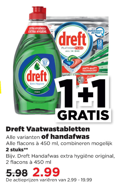 Dreft   afwasmiddel, vaatwasmiddel folder aanbieding bij  Plus - details