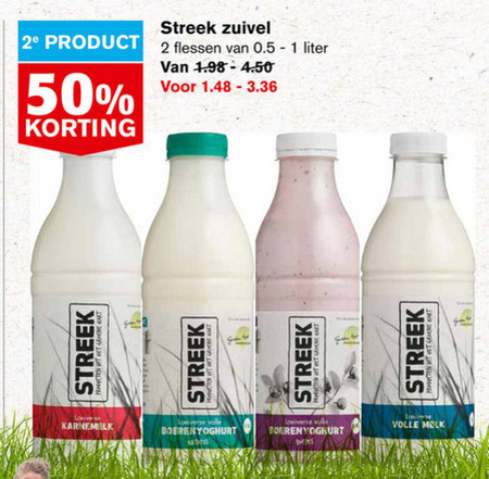 Streek   yoghurt, karnemelk folder aanbieding bij  Hoogvliet - details