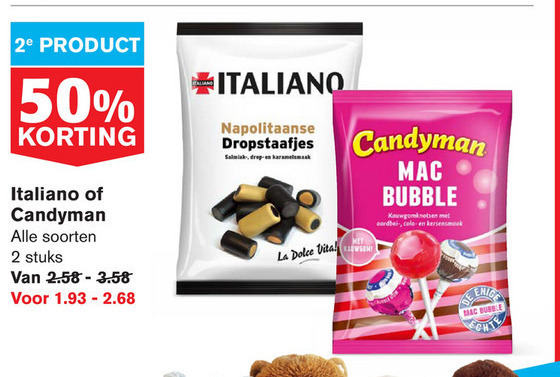 Candyman   drop, lollie folder aanbieding bij  Hoogvliet - details