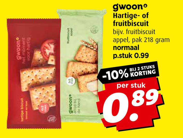 Gwoon   fruitbiscuit, hartige biscuits folder aanbieding bij  Boni - details