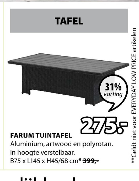 Blanco Vergelijken kleinhandel tuintafel folder aanbieding bij Jysk - details