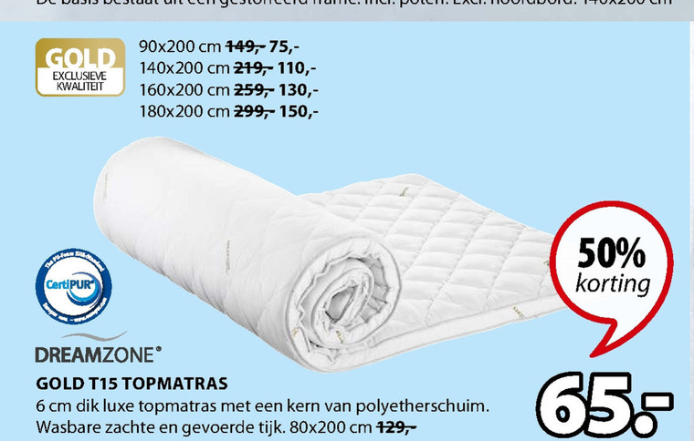 Dreamzone   matrastopper folder aanbieding bij  Jysk - details