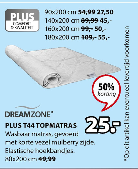 Dreamzone   matrastopper folder aanbieding bij  Jysk - details