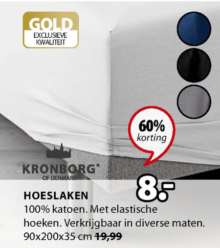 Kronborg   hoeslaken folder aanbieding bij  Jysk - details