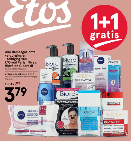 L Oreal   gezichtsverzorging, gezichtsreiniging folder aanbieding bij  Etos - details