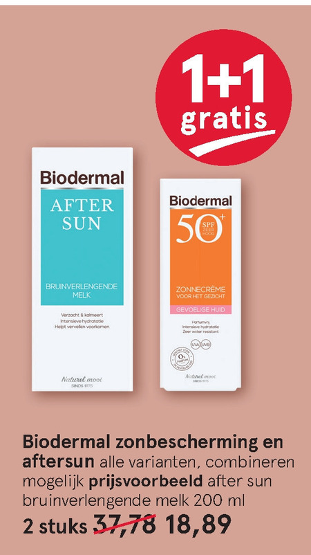 Biodermal   aftersun, zonnebrandolie folder aanbieding bij  Etos - details