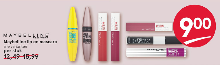 Maybelline   mascara, lipstick folder aanbieding bij  Etos - details