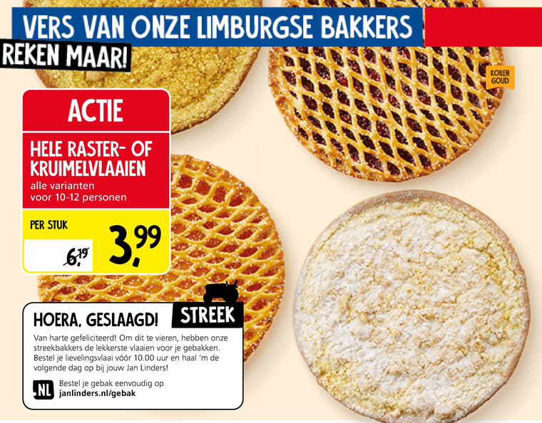 Korengoud   appelkruimelvlaai, vruchtenvlaai folder aanbieding bij  Jan Linders - details