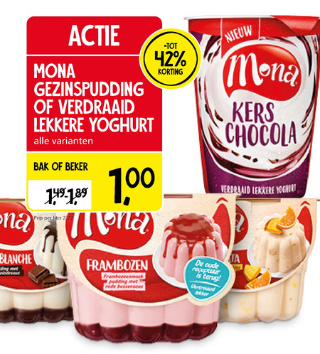 Mona   pudding, vruchtenyoghurt folder aanbieding bij  Jan Linders - details