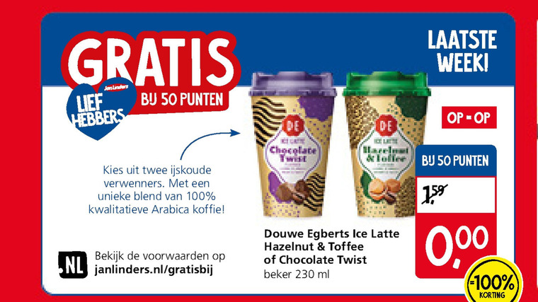 Douwe Egberts   ijskoffie folder aanbieding bij  Jan Linders - details