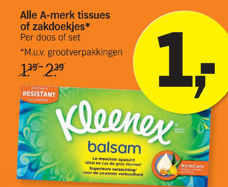 Kleenex   zakdoek, tissue folder aanbieding bij  Albert Heijn - details