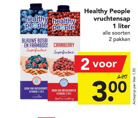 Healthy People   vruchtensap folder aanbieding bij  Deen - details