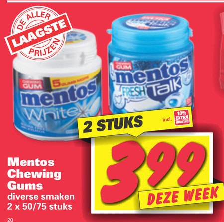 Mentos   kauwgom folder aanbieding bij  Nettorama - details