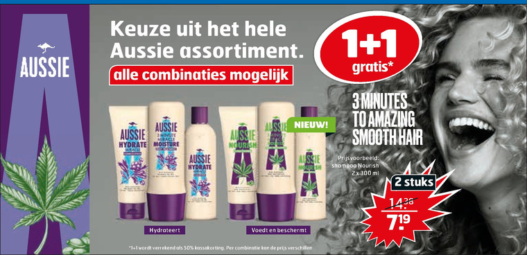 Aussie   conditioner, shampoo folder aanbieding bij  Trekpleister - details