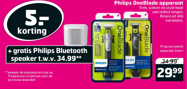 Philips   elektrisch scheerapparaat folder aanbieding bij  Trekpleister - details