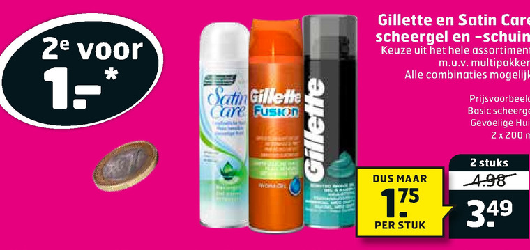 Gillette Satin Care   scheergel, scheerschuim folder aanbieding bij  Trekpleister - details