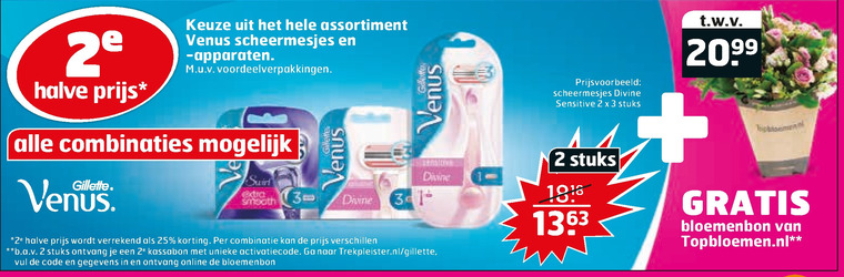 Gillette Venus   dames scheermesje, wegwerpscheermesjes folder aanbieding bij  Trekpleister - details