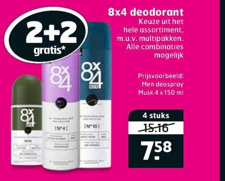 8x4   deodorant folder aanbieding bij  Trekpleister - details