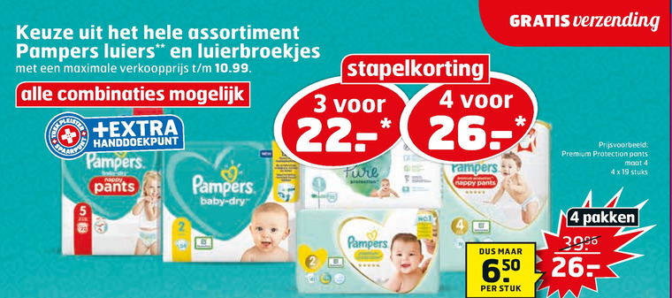 Pampers   luiers, luierbroekjes folder aanbieding bij  Trekpleister - details