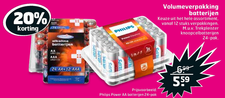 Philips   batterij folder aanbieding bij  Trekpleister - details