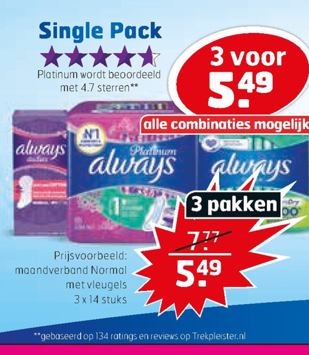 Always   maandverband folder aanbieding bij  Trekpleister - details