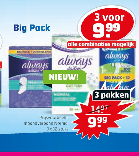 Always   maandverband, inlegkruisjes folder aanbieding bij  Trekpleister - details