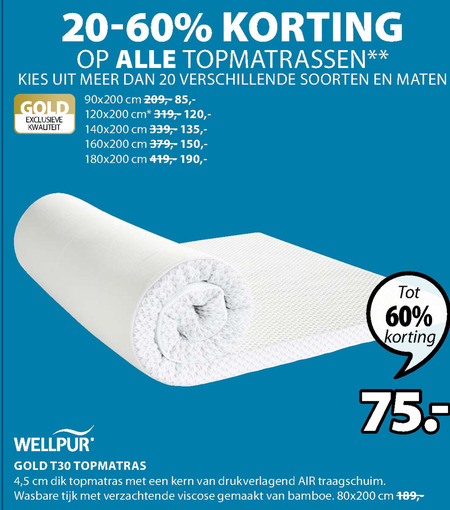 Wellpur   matrastopper folder aanbieding bij  Jysk - details