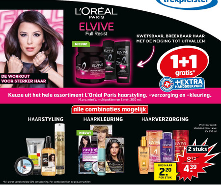 Elvive   haarkleuring, haarmasker folder aanbieding bij  Trekpleister - details