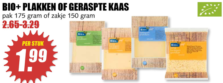 Bio Plus   geraspte kaas, kaasplakken folder aanbieding bij  MCD Supermarkt Basis - details