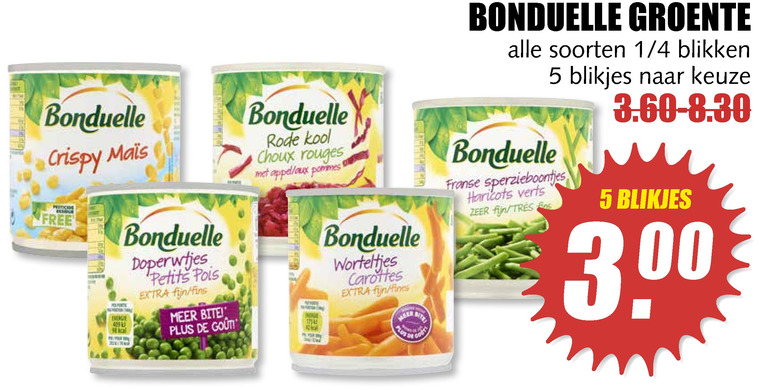 Bonduelle   groenteconserven folder aanbieding bij  MCD Supermarkt Basis - details
